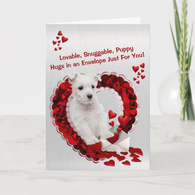 West Highland Terrier Loveable Snuggable Puppy Holiday Card (Front)