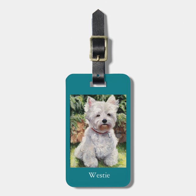 West Highland Terrier luggage or purse tag (Front Vertical)