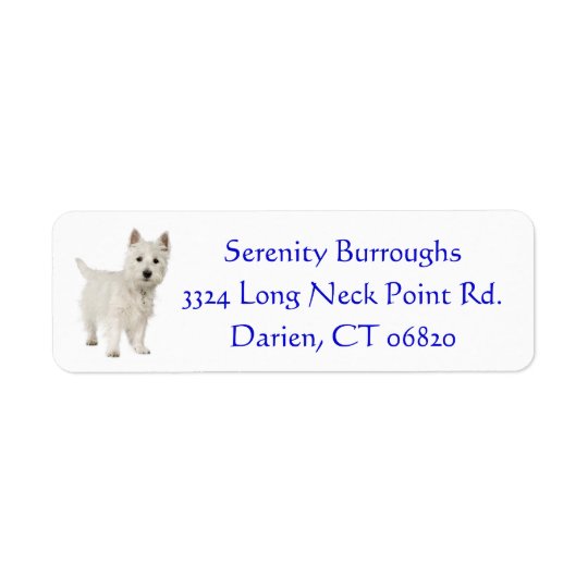 West Highland Terrier Puppy Dog Blue Return Address Label