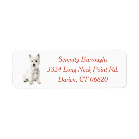 West Highland Terrier Puppy Dog Red Return Address Label