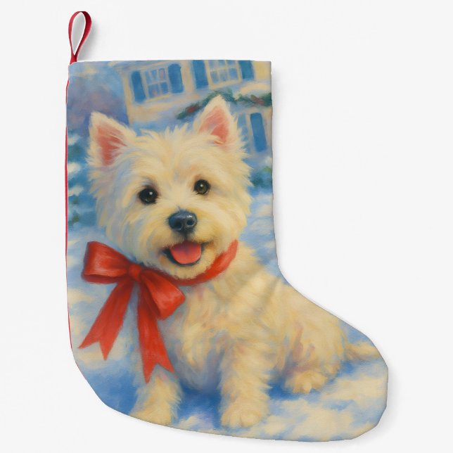 West Highland Terrier Small Christmas Stocking (Front)