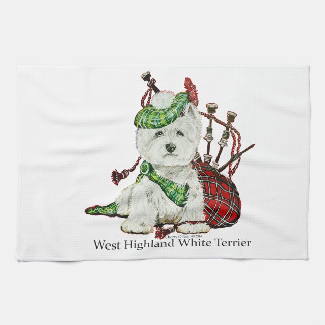 West Highland Terrier Tea Towel (Horizontal)