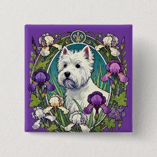 West Highland Terrier Westie 15 Cm Square Badge