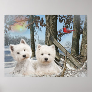West Highland Terrier winter day Poster