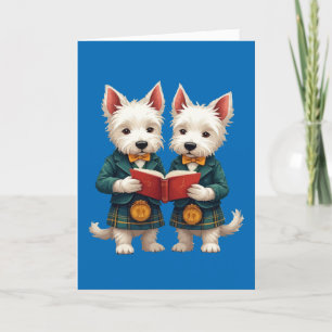 West Highland Terriers Burns Supper Reading Poetry Holiday Card
