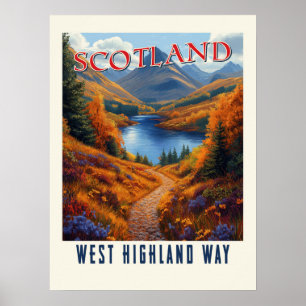 West Highland Way Scotland Vintage Hiking Travel  Poster