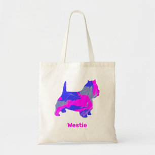 West Highland Westie Cute Dog Silhouette Pink Blue Tote Bag