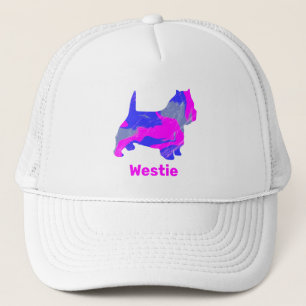 West Highland Westie Terrier Dog Silhouette Pink Trucker Hat