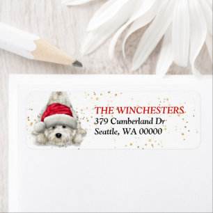 West Highland White Santa Hat Address Label