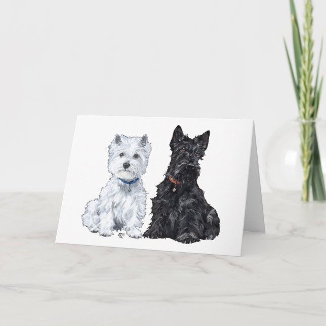 West Highland White & Scottish Terriers Holiday Card (Front)