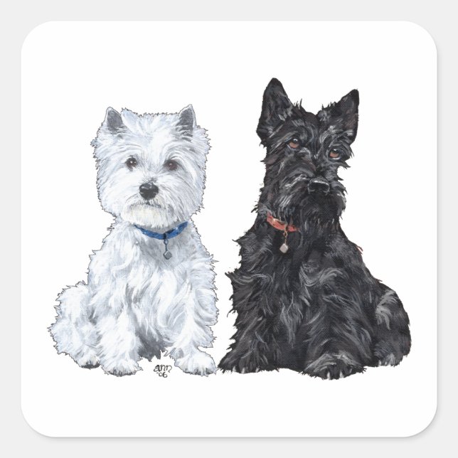 West Highland White & Scottish Terriers Square Sticker (Front)