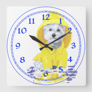 West Highland White Terrier April Showers Square Wall Clock