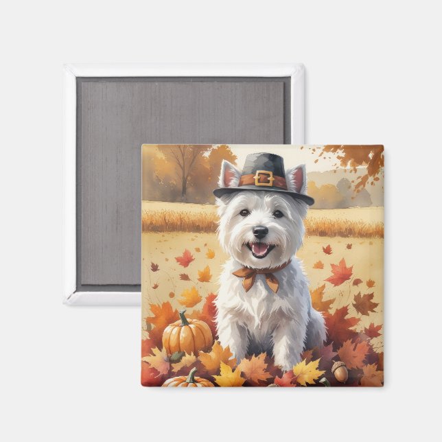 West Highland White Terrier Autumn Leaves Magnet (Front/Back)