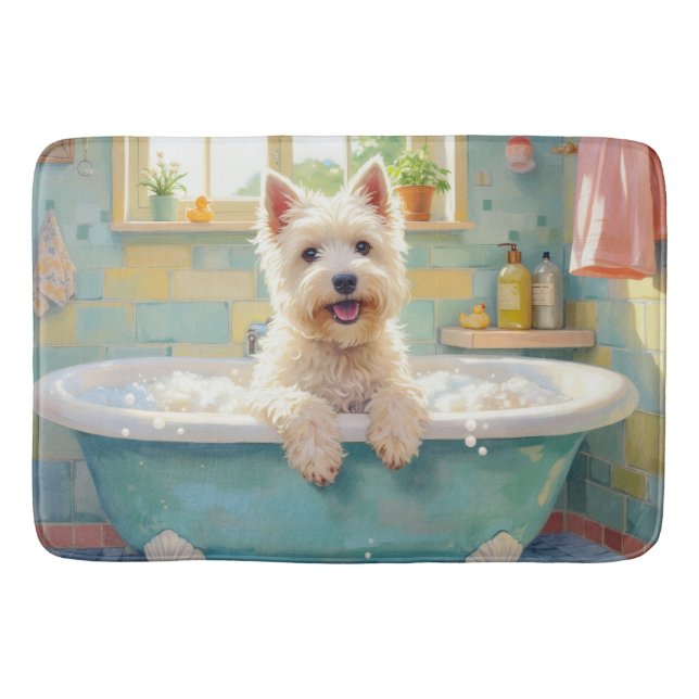 West Highland White Terrier Bath Time Cute  Mat (Front)