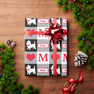 West Highland White Terrier Buffalo Plaid Custom Wrapping Paper