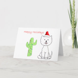 West Highland White Terrier Cactus Christmas Holiday Card