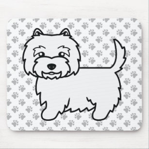 West Highland White Terrier Cartoon Dog & Paws Mouse Mat
