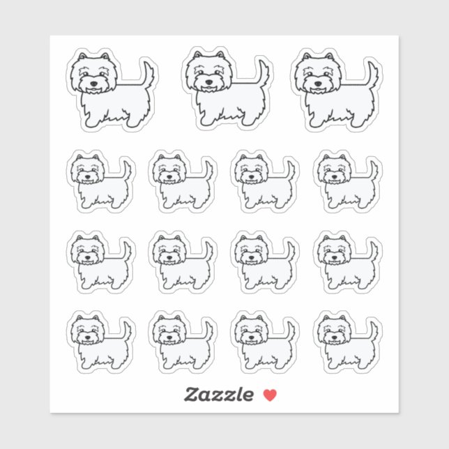 West Highland White Terrier Cartoon Dogs (Sheet)