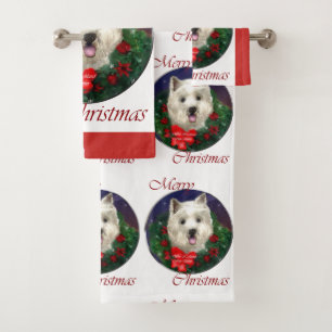 West Highland White Terrier Christmas Bath Towel Set