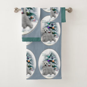 West Highland White Terrier Christmas Bath Towel Set