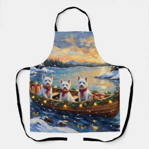 West Highland White Terrier Christmas Boat Holiday Apron