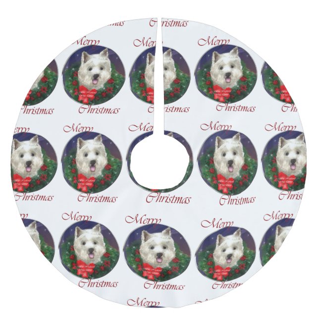 West Highland White Terrier Christmas Brushed Polyester Tree Skirt (Front)