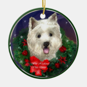West Highland White Terrier Christmas Ceramic Tree Decoration