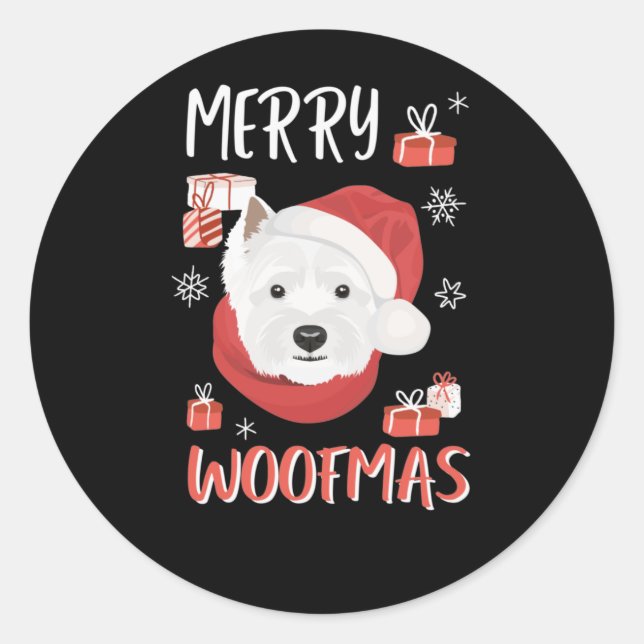 West Highland White Terrier Christmas Classic Round Sticker (Front)