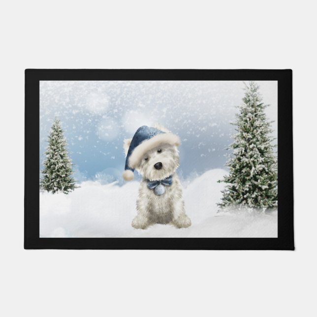West Highland  White Terrier Christmas Doormat (Front)
