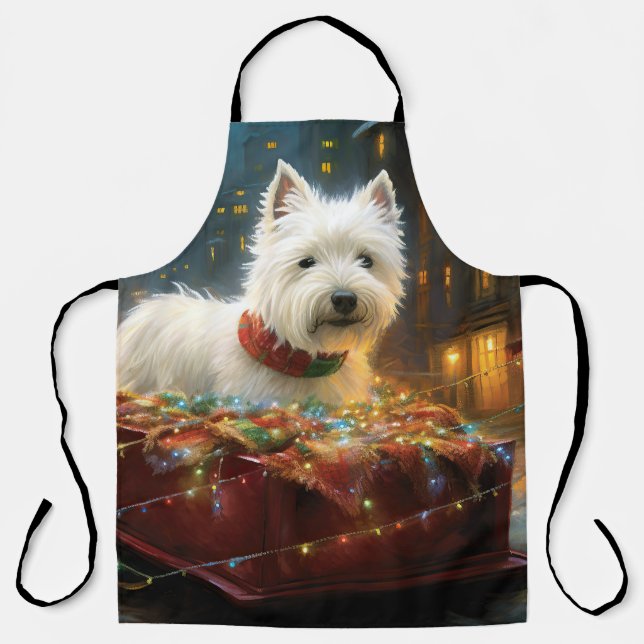 West Highland White Terrier Christmas Festive  Apron (Front)