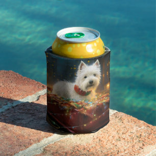 West Highland White Terrier Christmas Festive  Can Cooler