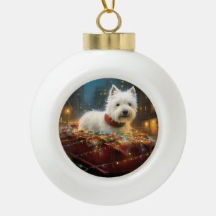 West Highland White Terrier Christmas Festive  Ceramic Ball Christmas Ornament