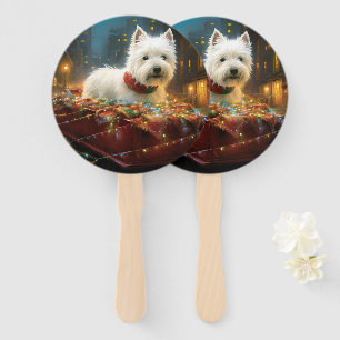 West Highland White Terrier Christmas Festive  Hand Fan