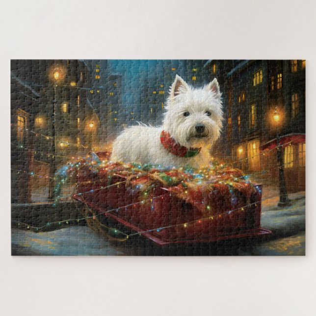 West Highland White Terrier Christmas Festive  Jigsaw Puzzle (Horizontal)