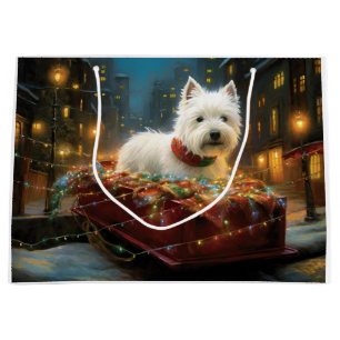 West Highland White Terrier Christmas Festive Large Gift Bag