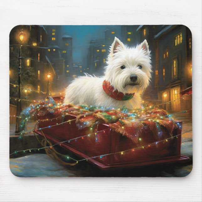 West Highland White Terrier Christmas Festive  Mouse Mat (Front)