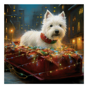 West Highland White Terrier Christmas Festive  Poster