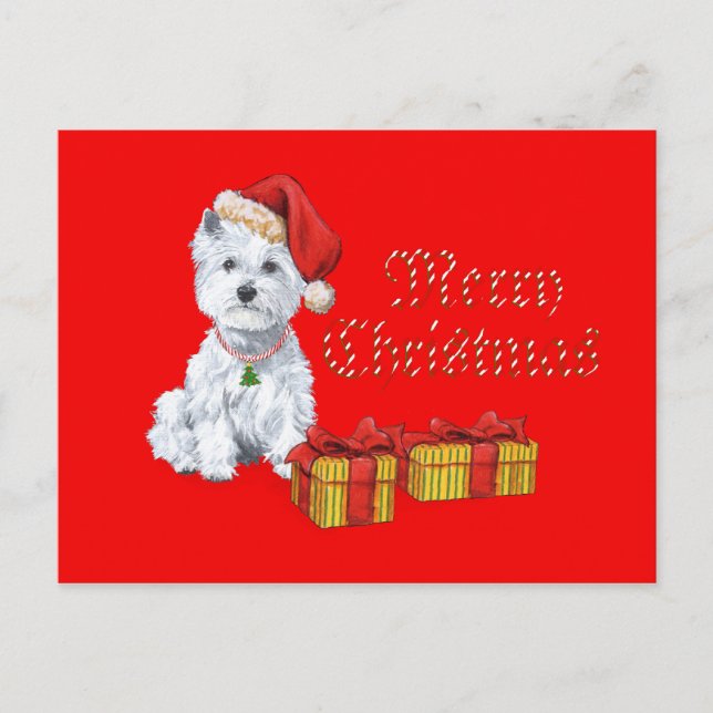 West Highland White Terrier Christmas Gifts Holiday Postcard (Front)