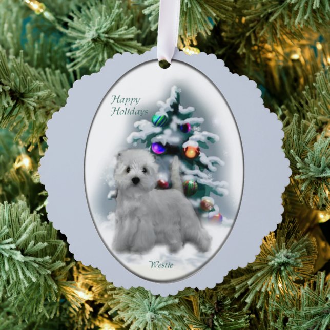 West Highland White Terrier Christmas Gifts Tree Decoration Card (Insitu (Tree))