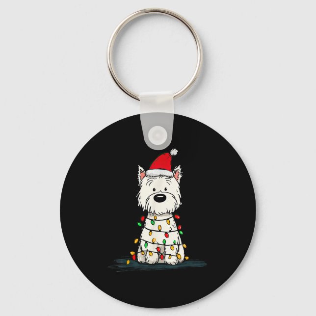 West Highland White Terrier Christmas Graphics Dog Key Ring (Front)