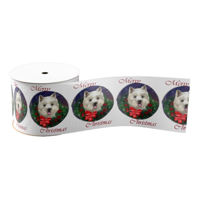 West Highland White Terrier Christmas Grosgrain Ribbon (Spool)