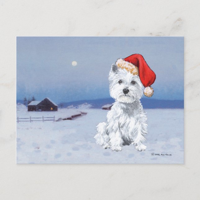 West Highland White Terrier Christmas Holiday Postcard (Front)