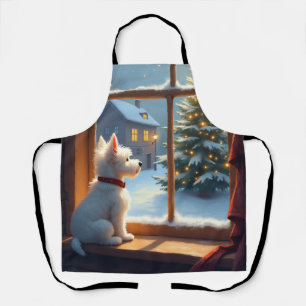 West Highland White Terrier Christmas Morning View Apron