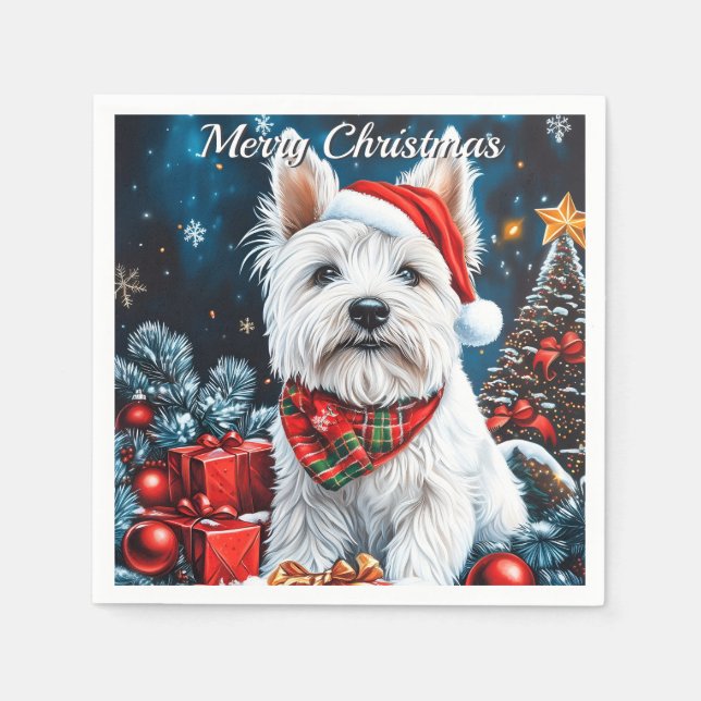 West Highland White Terrier Christmas Napkin (Front)