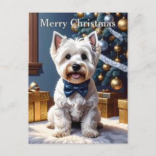 West Highland White Terrier Christmas Postcard