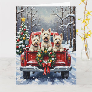 West Highland White Terrier Christmas Red Truck Card