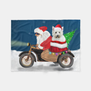 West Highland White Terrier Christmas Santa Claus  Fleece Blanket