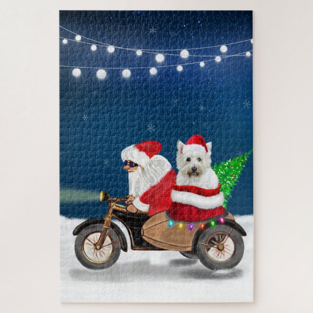 West Highland White Terrier Christmas Santa Claus Jigsaw Puzzle (Vertical)