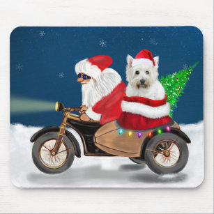 West Highland White Terrier Christmas Santa Claus Mouse Mat