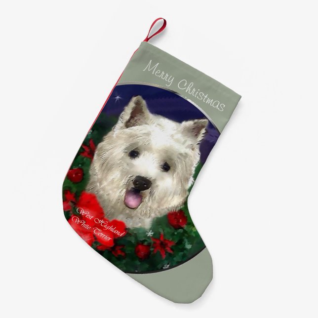West Highland White Terrier Christmas Small Christmas Stocking (Front (Hanging))